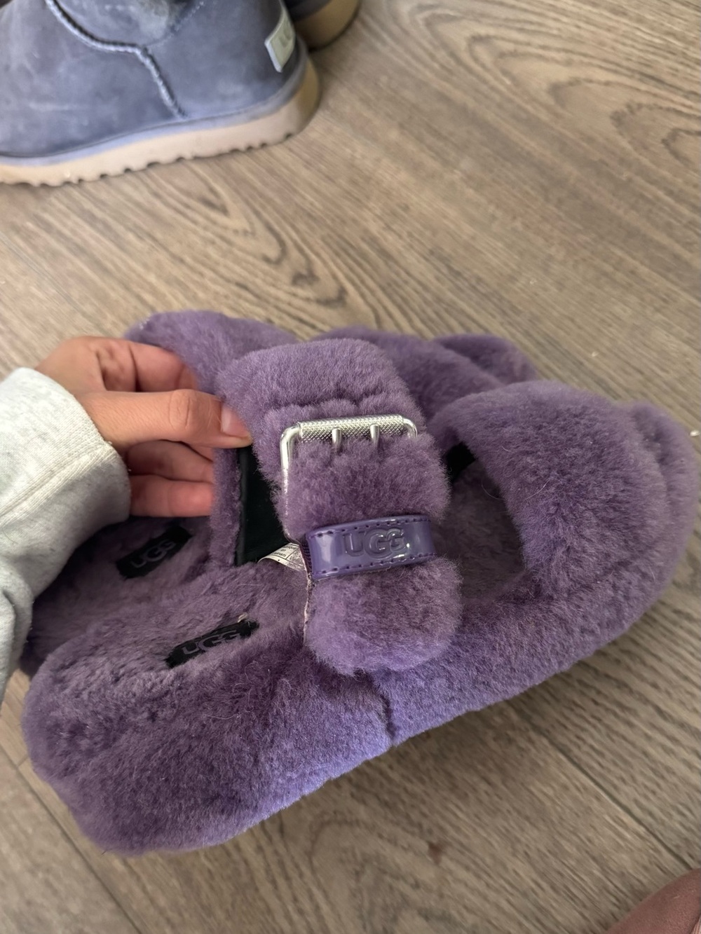 Purple UGG Fuzz Yeah Sheepskin Slippers